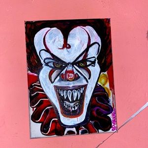Evil clown one of A kind custom hand painted Canvas